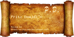 Pritz Demjén névjegykártya